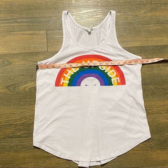 The Upside White Large Rainbow Logo Pride Oversized Workout Tank Top 8 M - Picture 6 of 9